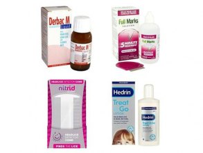 Head Lice Treatment - Full Marks Solution, Hedrin Treat & Go Lotion, Derbac M Liquid And Nitrid Comb